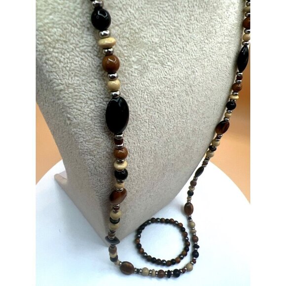 Vintage Chaps Beaded Necklace & Bracelet Set.  C23 - Picture 7 of 16